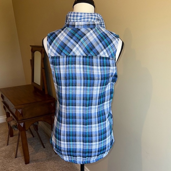 Denver Hayes Blue Plaid Checkered Shirt Western Reversible Western Women's - Picture 4 of 11